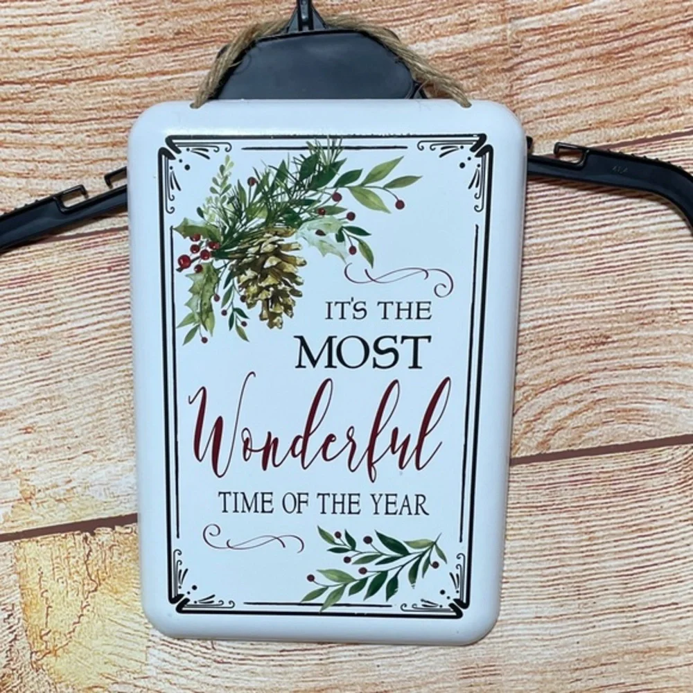Christmas Decor Metal Enamel Wall Hanging It's The Most Wonderful Time of the Yr